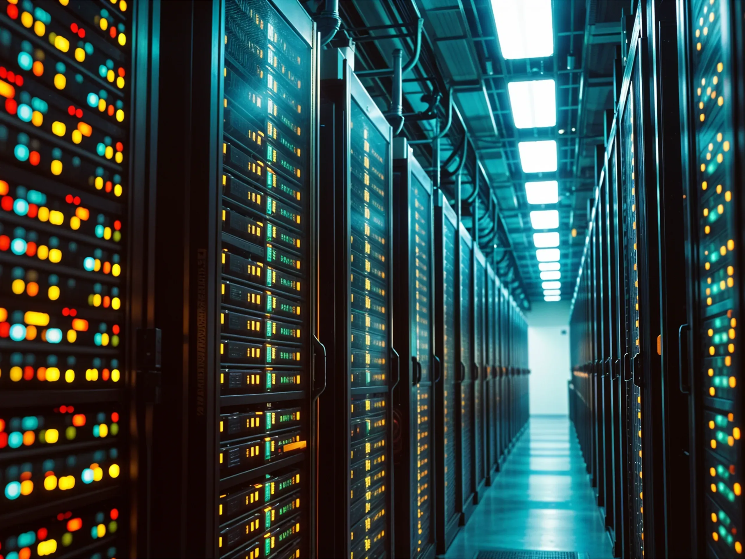 A data centre filled with rows and rows of computer servers